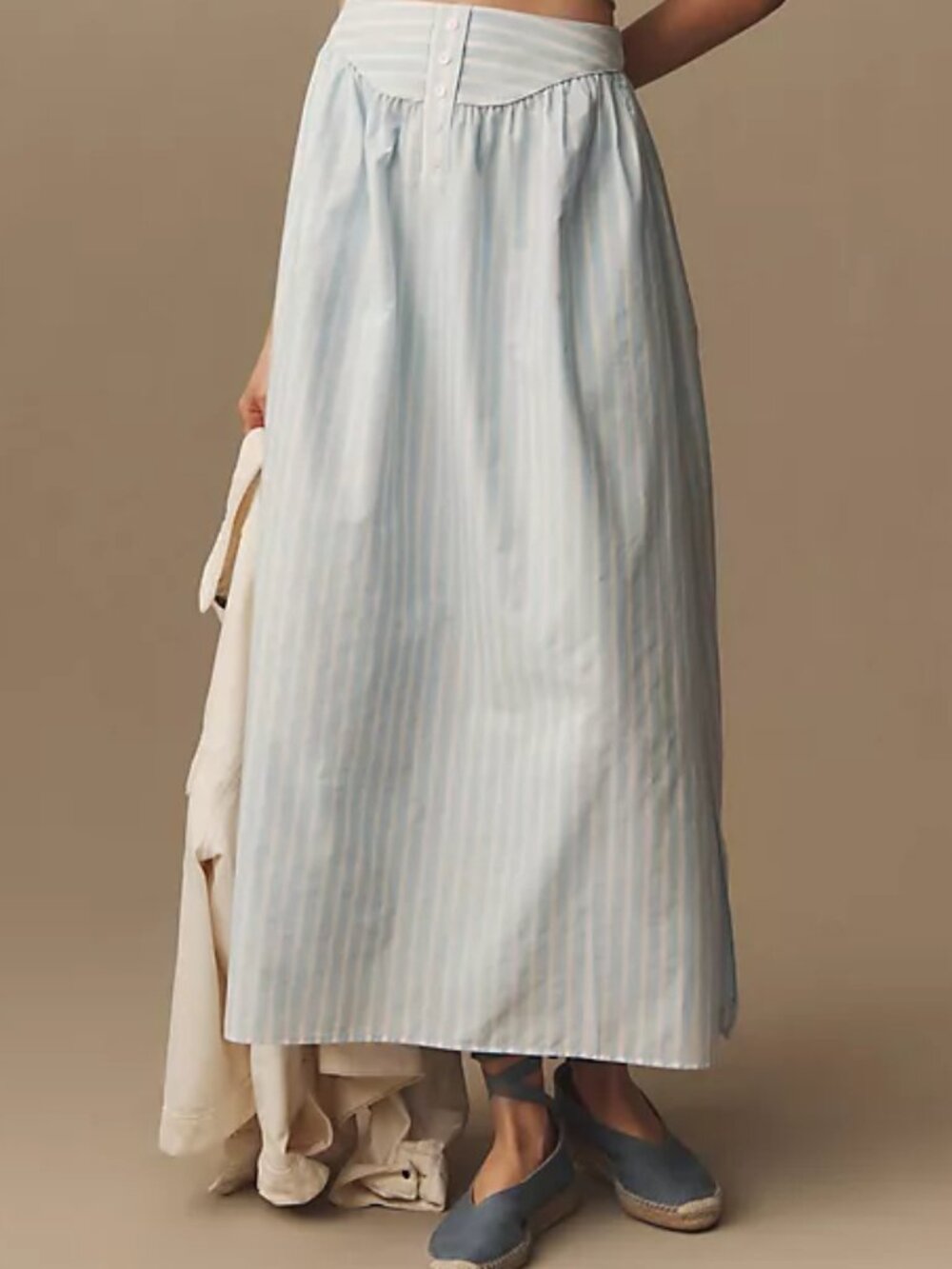 Light Blue Striped Maxi Skirt